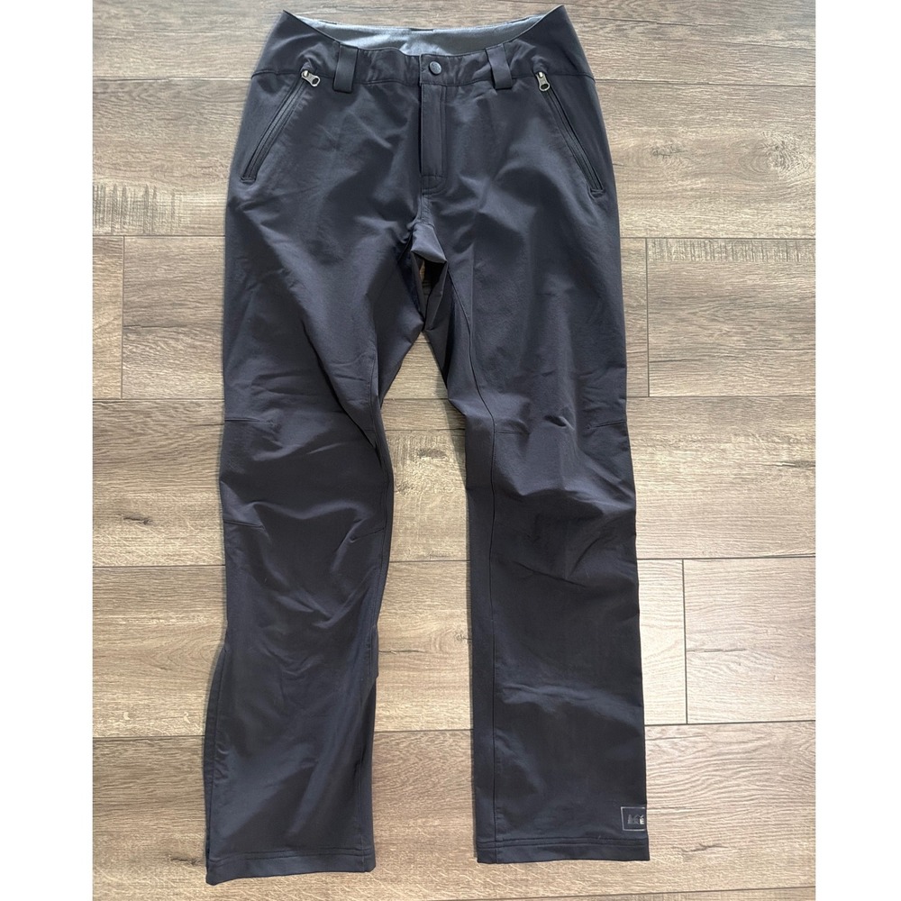 REI Co-op Womens Black Softshell Hiking Pants Zip Pockets Outdoor Sz 2